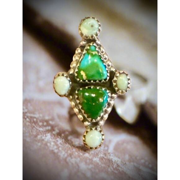 Sonoran Gold & Paloma Turquoise Sterling Silver Ring Adjustable - Picture 5 of 7